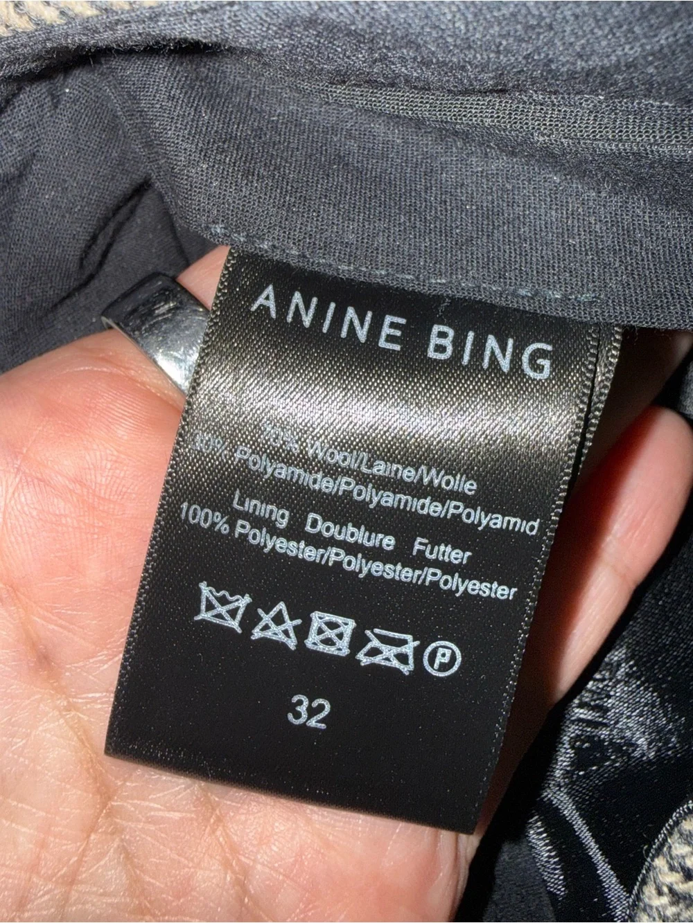 NWT Anine Bing Brice Herringbone Wool Trousers 32